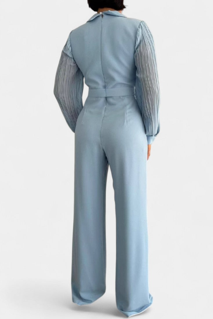 Elegant Jumpsuit | Tailored Collar & Ruffled Accents | Perfect for Special Occasions | Chic and Comfortable Design