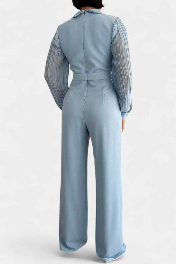 Elegant Jumpsuit | Tailored Collar & Ruffled Accents | Perfect for Special Occasions | Chic and Comfortable Design