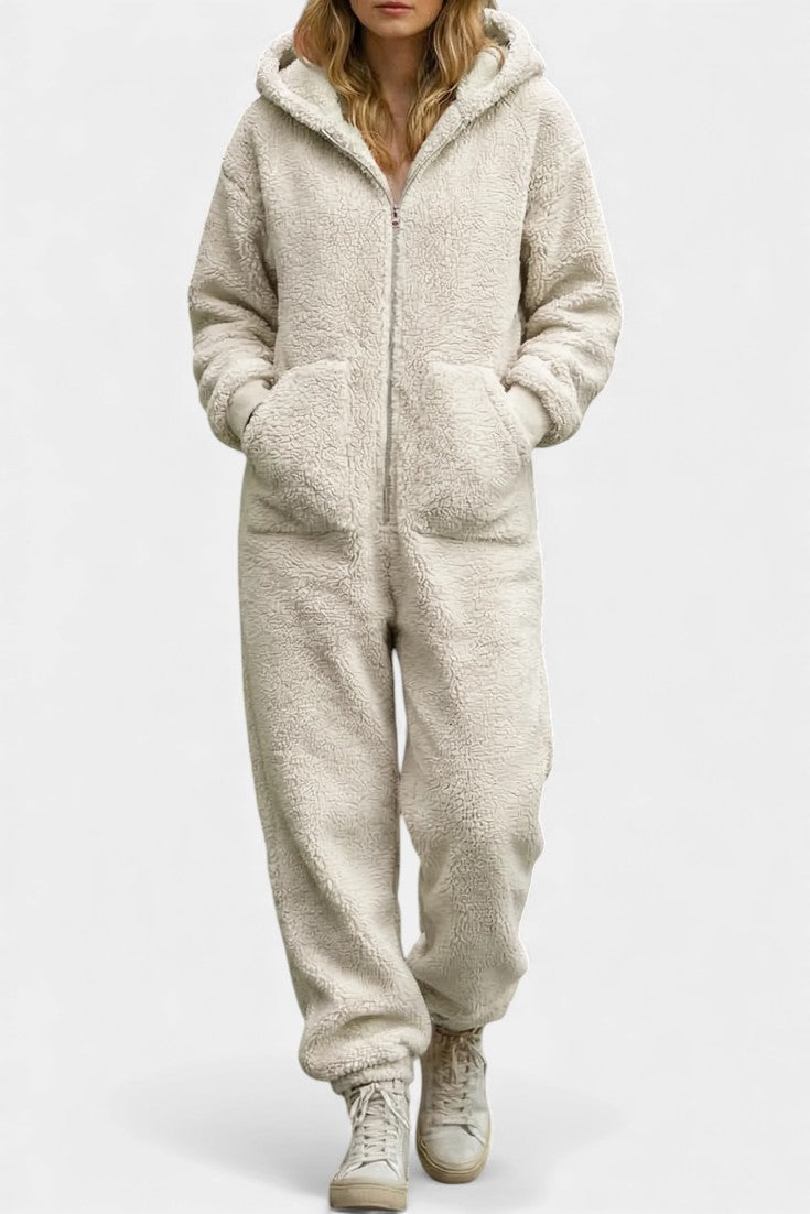 Plush Jumpsuit | Zip-Up Hooded Design | Ultimate Comfort and Warmth | Soft and Cozy Fabric