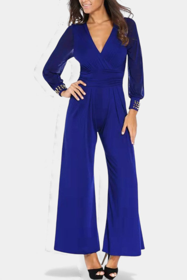 Fluid Jumpsuit | Sheer Sleeves | Elegant Design for Any Occasion | Black Color