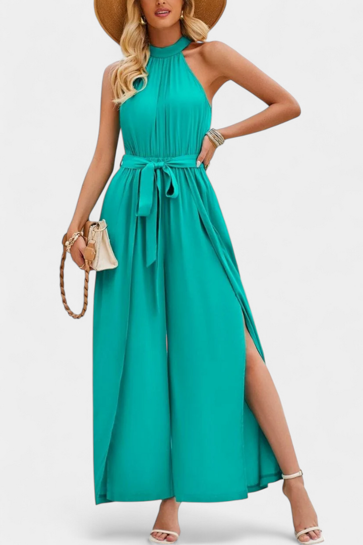 Asymmetrical One-Shoulder Jumpsuit | Elegant Bow Accent | Perfect for Parties and Events | Chic Fashion Statement