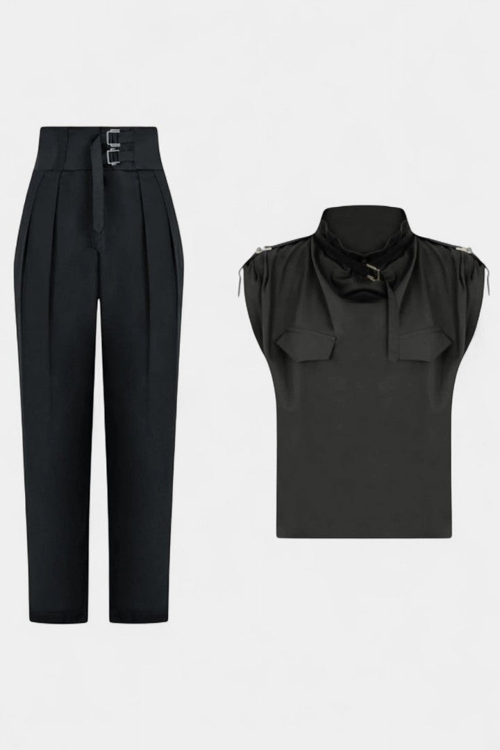 Ruffled Collar Jumpsuit | Belted Design | Flattering Straight Cut | Perfect for Any Occasion