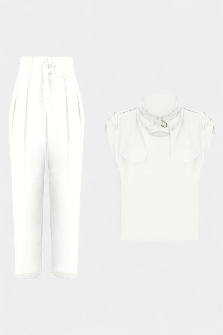 Ruffled Collar Jumpsuit | Belted Design | Flattering Straight Cut | Perfect for Any Occasion