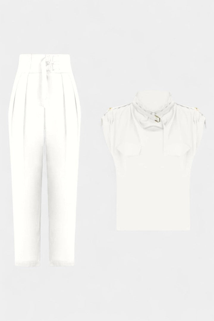 Ruffled Collar Jumpsuit | Belted Design | Flattering Straight Cut | Perfect for Any Occasion