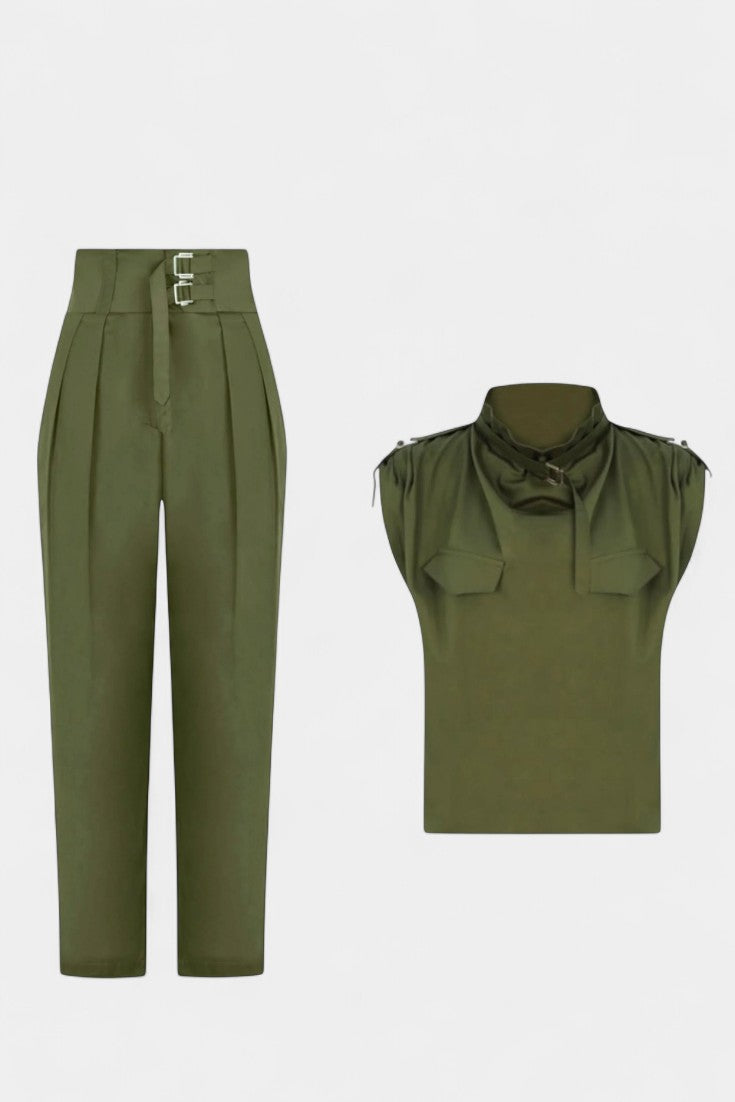 Ruffled Collar Jumpsuit | Belted Design | Flattering Straight Cut | Perfect for Any Occasion