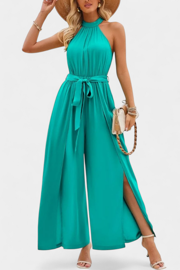 Asymmetrical One-Shoulder Jumpsuit | Elegant Bow Accent | Perfect for Parties and Events | Chic Fashion Statement