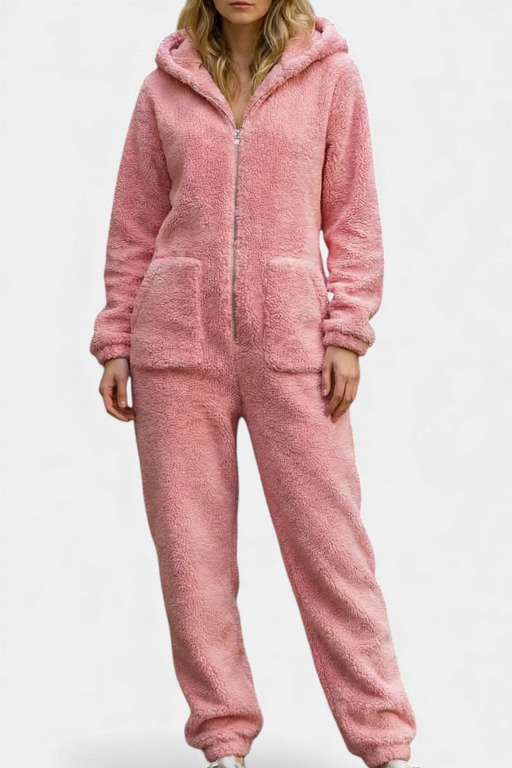 Plush Jumpsuit | Zip-Up Hooded Design | Ultimate Comfort and Warmth | Soft and Cozy Fabric