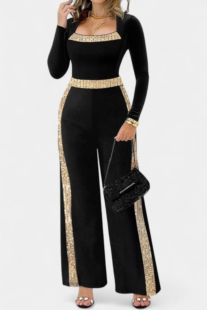 Sequin Jumpsuit | Elegant Back Bow Detail | Perfect for Parties | Chic Evening Wear