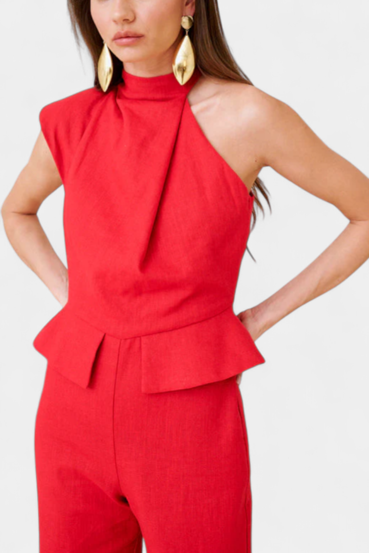 Asymmetrical Jumpsuit | Lightweight Linen-Cotton Blend | Effortless Style for Every Occasion