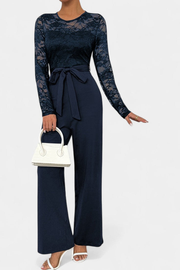 Lace Jumpsuit | Adjustable Tied Waist | Elegant Design for Any Occasion | Chic Fashion Statement