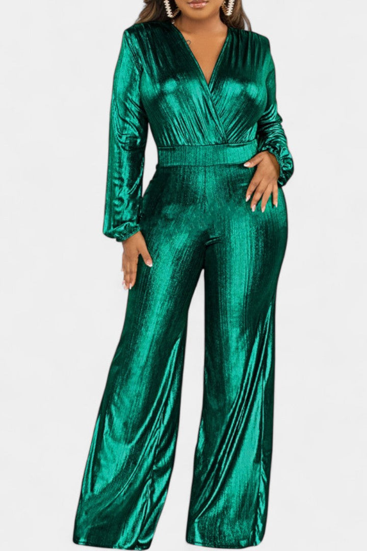 Deep V-Neck Jumpsuit | Chic Design | Perfect for Day or Night | Lightweight Fabric