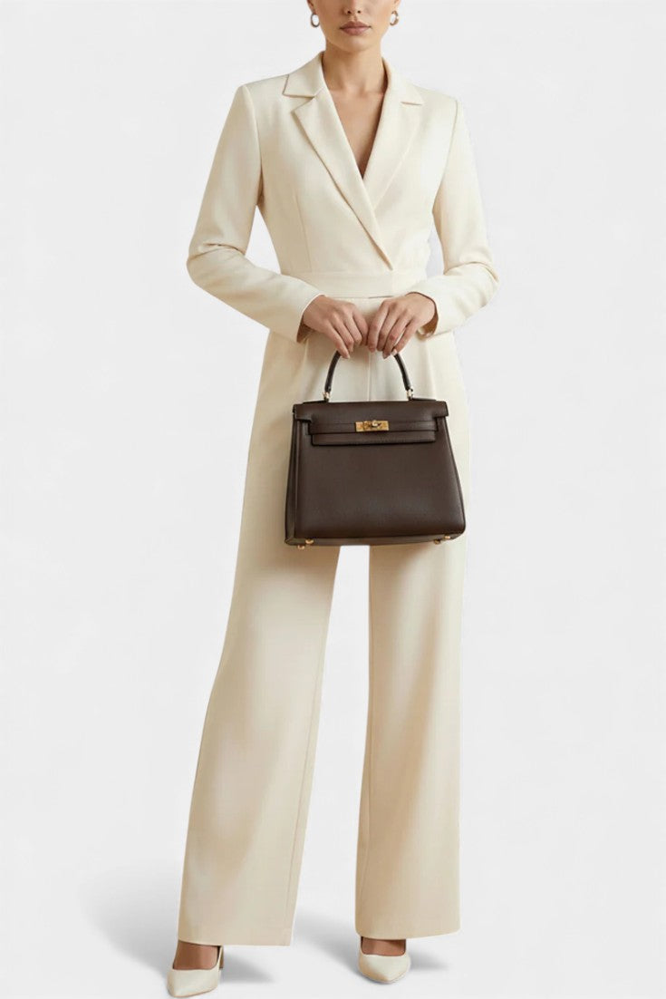 High-Waisted Jumpsuit | Long Sleeve Design | Convenient Pockets | Comfortable and Chic Style