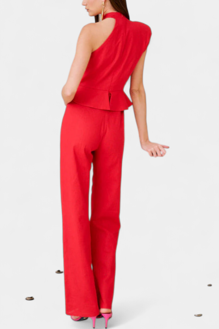 Asymmetrical Jumpsuit | Lightweight Linen-Cotton Blend | Effortless Style for Every Occasion