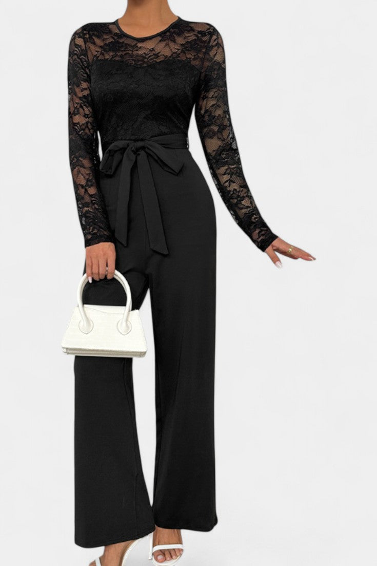 Lace Jumpsuit | Adjustable Tied Waist | Elegant Design for Any Occasion | Chic Fashion Statement