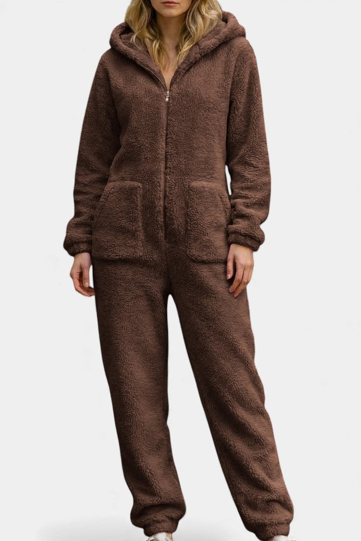 Plush Jumpsuit | Zip-Up Hooded Design | Ultimate Comfort and Warmth | Soft and Cozy Fabric