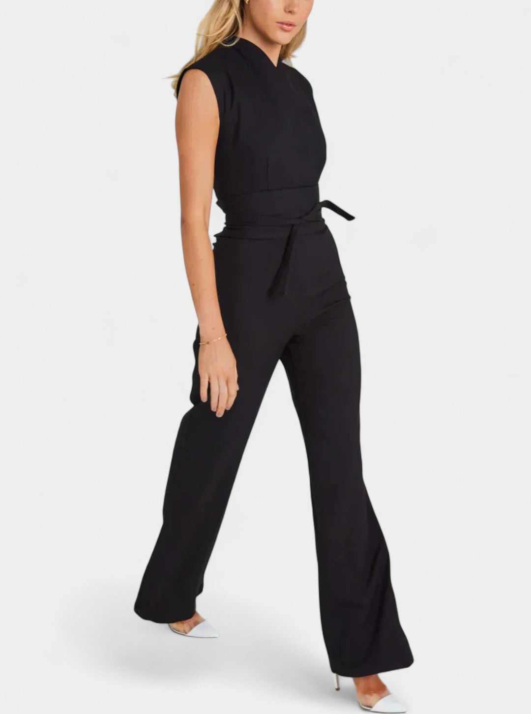 High-Neck Sleeveless Jumpsuit | Flared Legs Design | Effortless Elegance for Any Occasion | Chic and Comfortable Fit