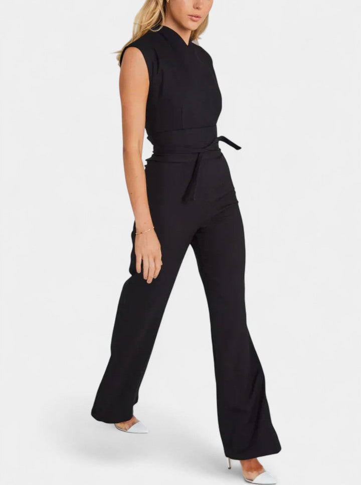 High-Neck Sleeveless Jumpsuit | Flared Legs Design | Effortless Elegance for Any Occasion | Chic and Comfortable Fit