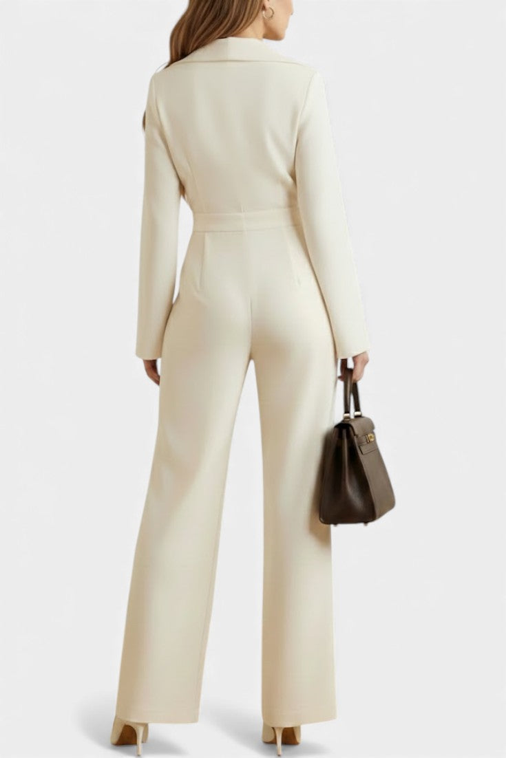 High-Waisted Jumpsuit | Long Sleeve Design | Convenient Pockets | Comfortable and Chic Style