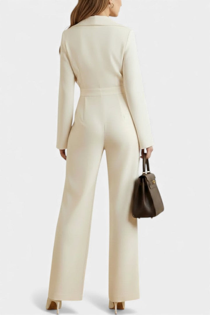High-Waisted Jumpsuit | Long Sleeve Design | Convenient Pockets | Comfortable and Chic Style
