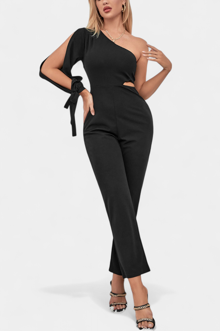 Asymmetrical Knot Detail Jumpsuit | Elegant Design | Perfect for Special Occasions | Comfortable Fit
