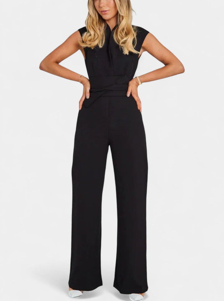 High-Neck Sleeveless Jumpsuit | Flared Legs Design | Effortless Elegance for Any Occasion | Chic and Comfortable Fit