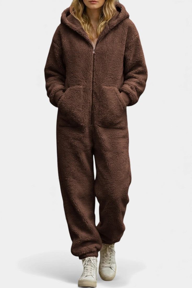 Plush Jumpsuit | Zip-Up Hooded Design | Ultimate Comfort and Warmth | Soft and Cozy Fabric