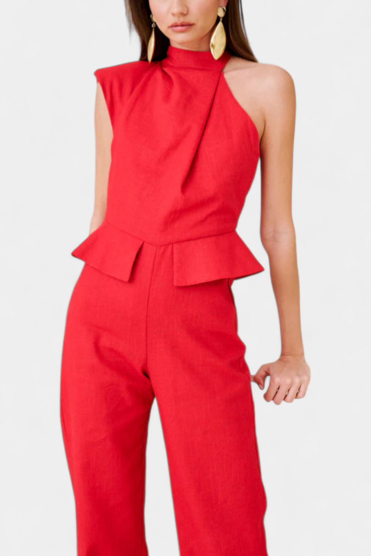 Asymmetrical Jumpsuit | Lightweight Linen-Cotton Blend | Effortless Style for Every Occasion