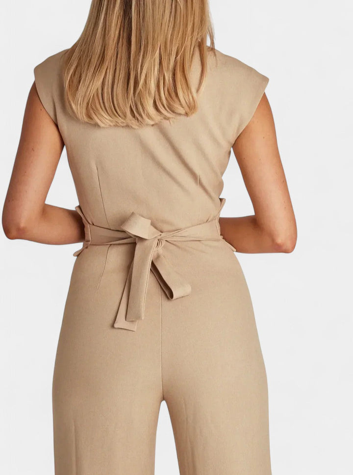 High-Neck Sleeveless Jumpsuit | Flared Legs Design | Effortless Elegance for Any Occasion | Chic and Comfortable Fit