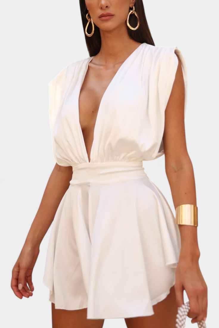 Cape Jumpsuit | Plunging Neckline | Tailored Fit for Elegance | Chic Style
