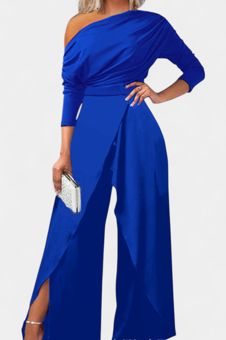 Asymmetrical Jumpsuit | Pearl-Embellished Shoulders | Elegant Design | Comfortable Fit