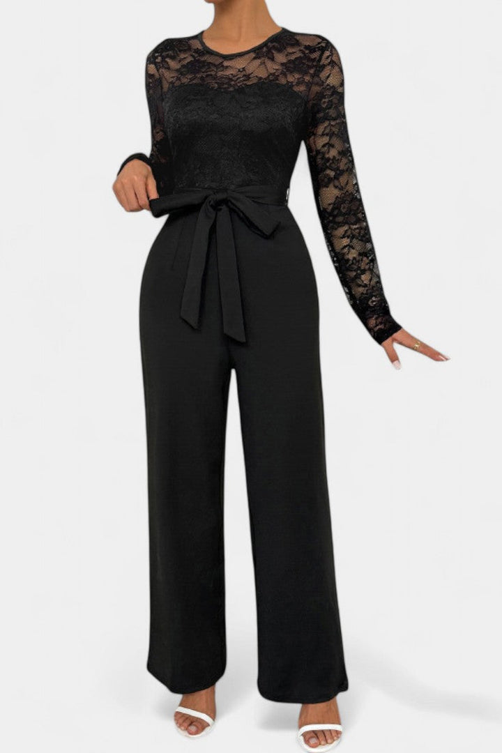 Lace Jumpsuit | Adjustable Tied Waist | Elegant Design for Any Occasion | Chic Fashion Statement