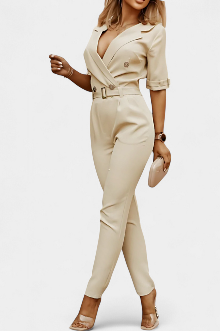 V-Neck Jumpsuit | Elegant Flowing Design | Perfect for Any Occasion | Lightweight Fabric