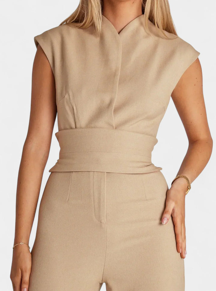High-Neck Sleeveless Jumpsuit | Flared Legs Design | Effortless Elegance for Any Occasion | Chic and Comfortable Fit