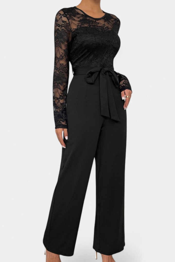 Lace Jumpsuit | Adjustable Tied Waist | Elegant Design for Any Occasion | Chic Fashion Statement