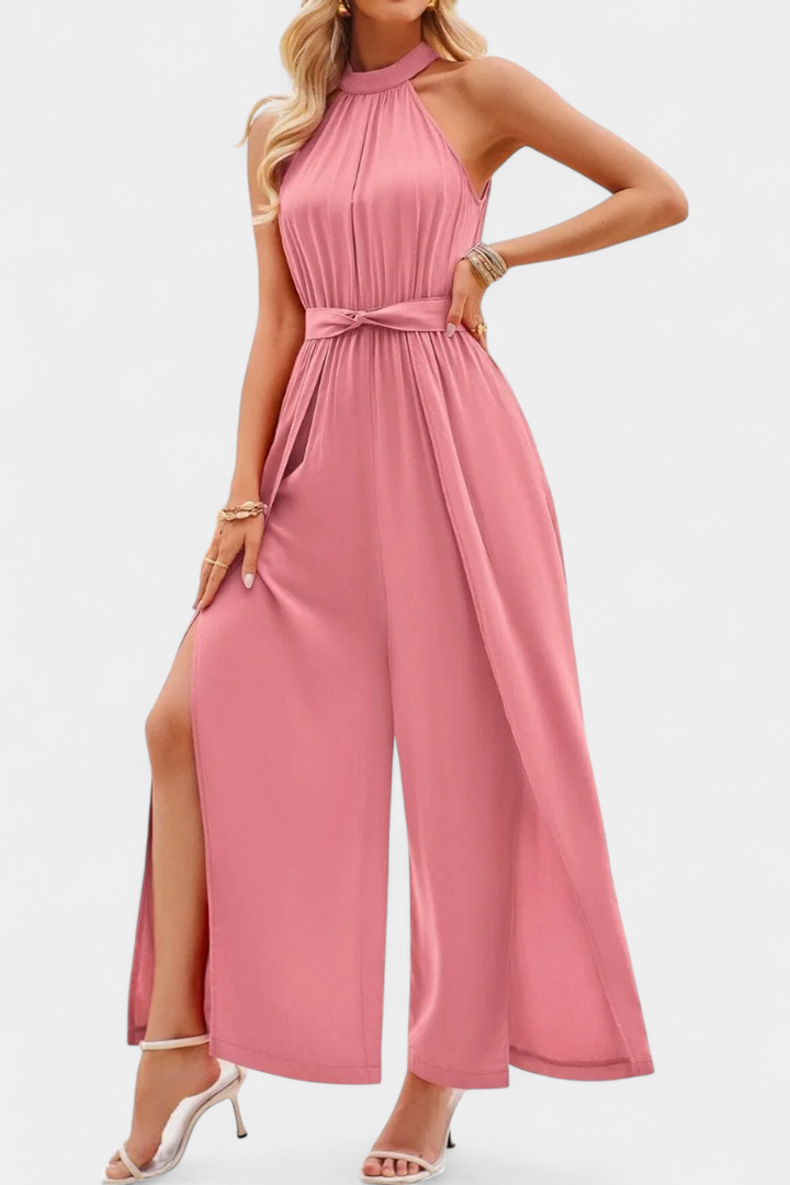 Asymmetrical One-Shoulder Jumpsuit | Elegant Bow Accent | Perfect for Parties and Events | Chic Fashion Statement