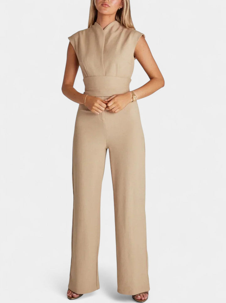 High-Neck Sleeveless Jumpsuit | Flared Legs Design | Effortless Elegance for Any Occasion | Chic and Comfortable Fit