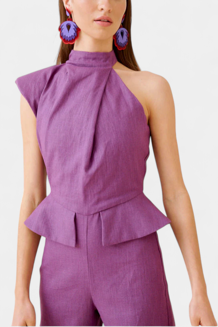 Asymmetrical Jumpsuit | Lightweight Linen-Cotton Blend | Effortless Style for Every Occasion