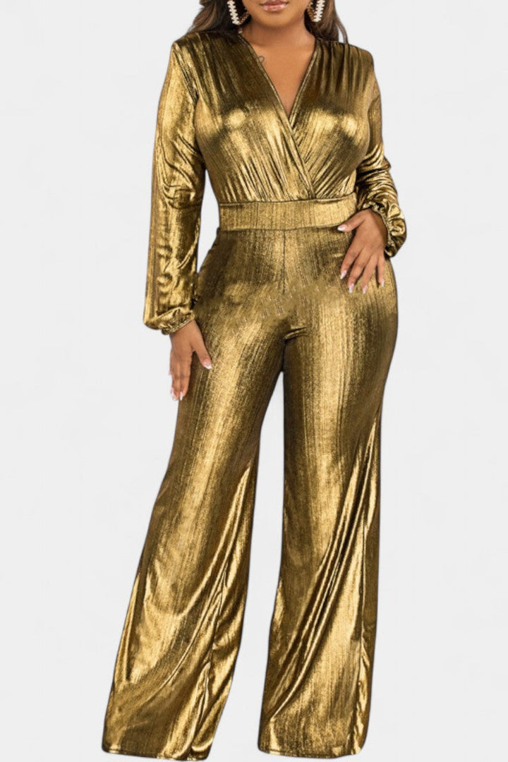 Deep V-Neck Jumpsuit | Chic Design | Perfect for Day or Night | Lightweight Fabric