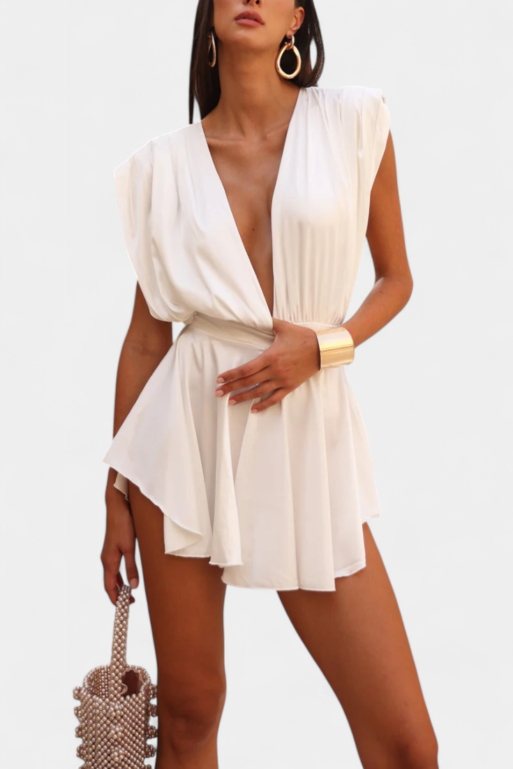 Cape Jumpsuit | Plunging Neckline | Tailored Fit for Elegance | Chic Style