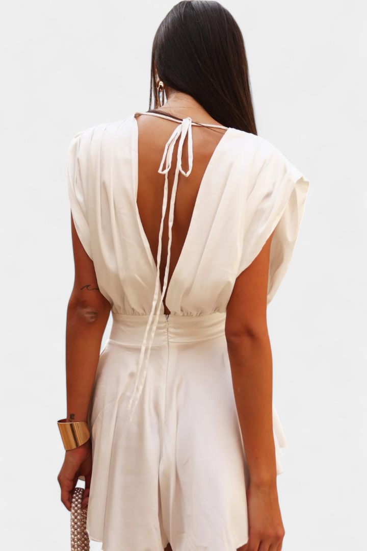 Cape Jumpsuit | Plunging Neckline | Tailored Fit for Elegance | Chic Style