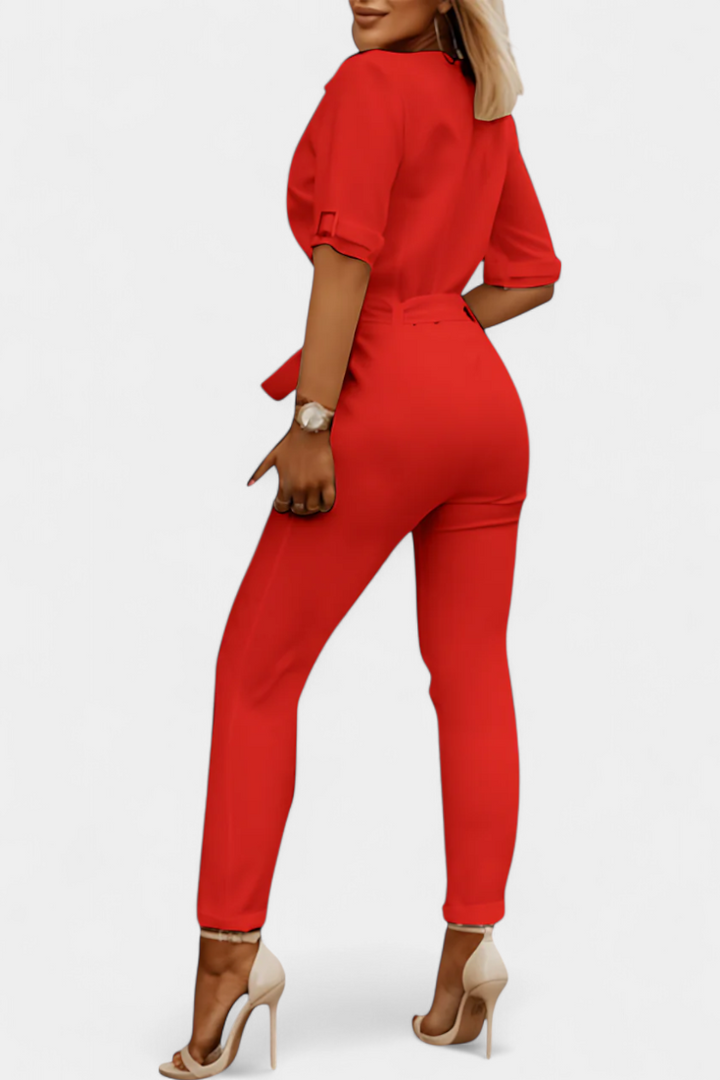 V-Neck Jumpsuit | Elegant Flowing Design | Perfect for Any Occasion | Lightweight Fabric