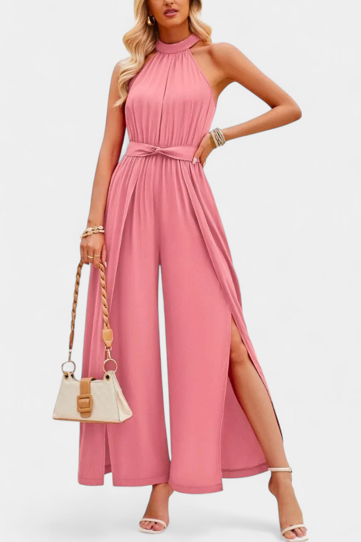Asymmetrical One-Shoulder Jumpsuit | Elegant Bow Accent | Perfect for Parties and Events | Chic Fashion Statement