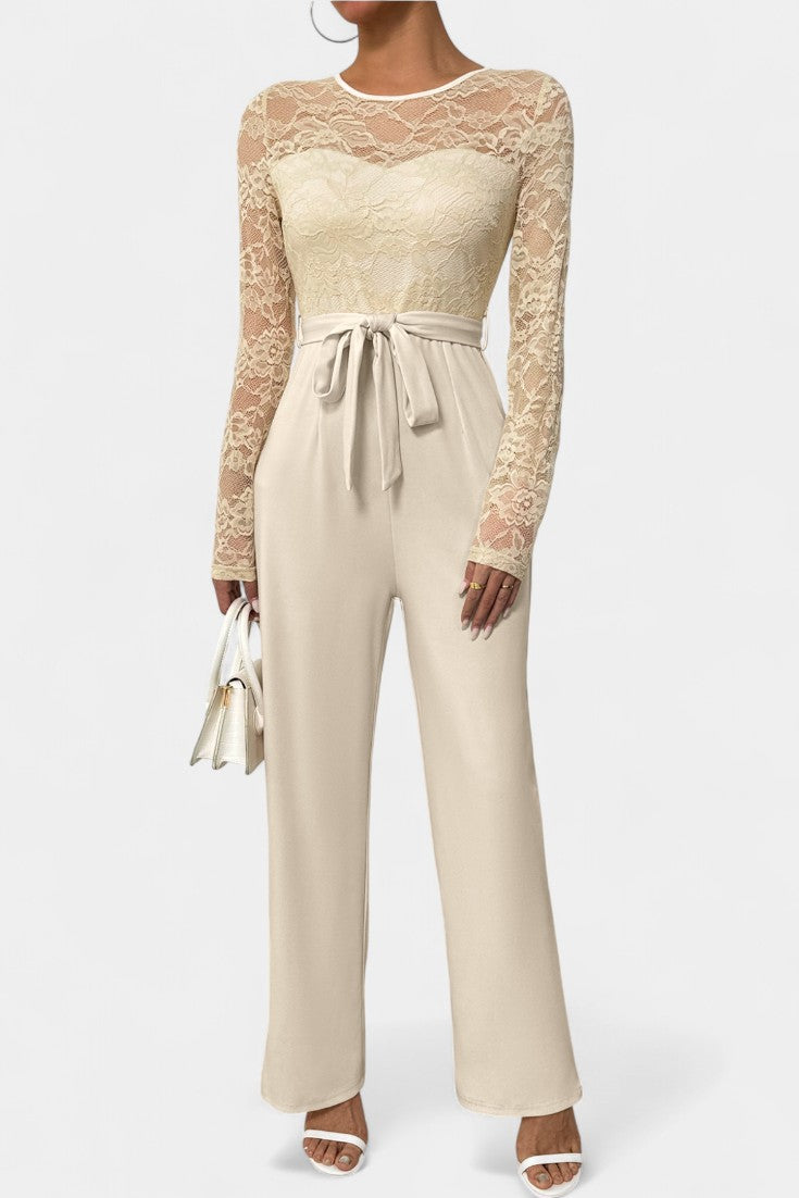 Lace Jumpsuit | Adjustable Tied Waist | Elegant Design for Any Occasion | Chic Fashion Statement