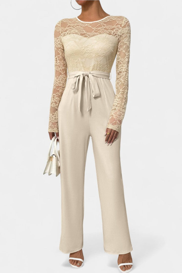 Lace Jumpsuit | Adjustable Tied Waist | Elegant Design for Any Occasion | Chic Fashion Statement