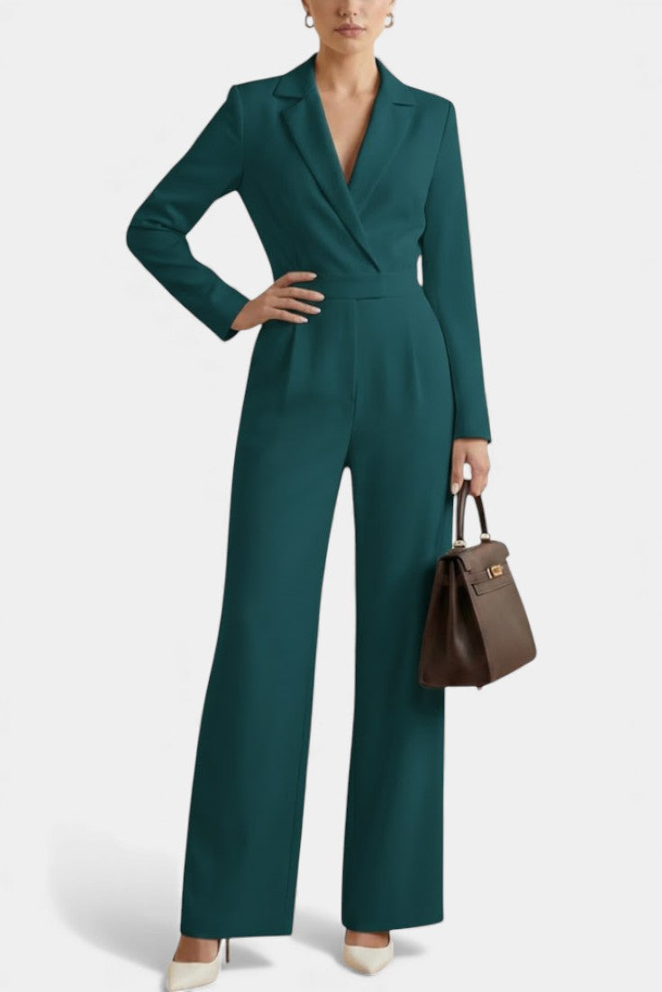High-Waisted Jumpsuit | Long Sleeve Design | Convenient Pockets | Comfortable and Chic Style