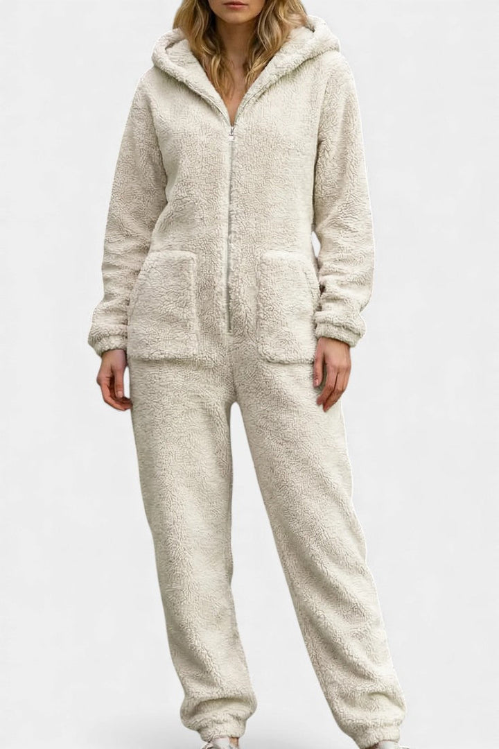 Plush Jumpsuit | Zip-Up Hooded Design | Ultimate Comfort and Warmth | Soft and Cozy Fabric