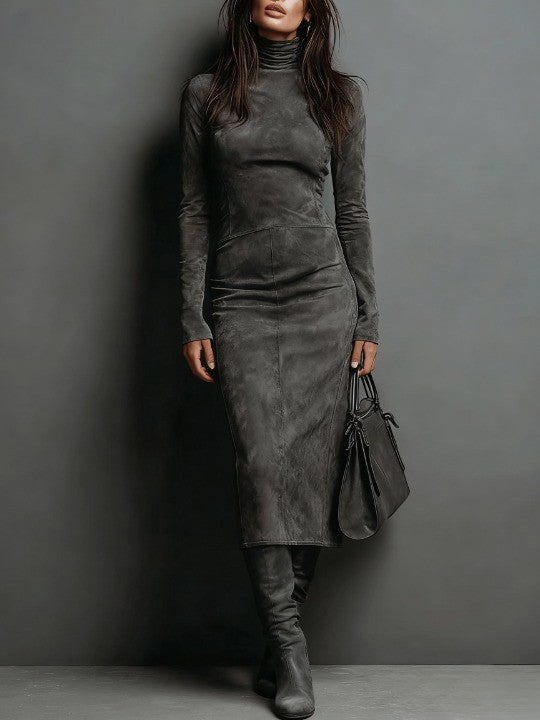 Midi Dress | Soft Suede Fabric | Flattering Fit for Any Occasion | Elegant and Versatile Style