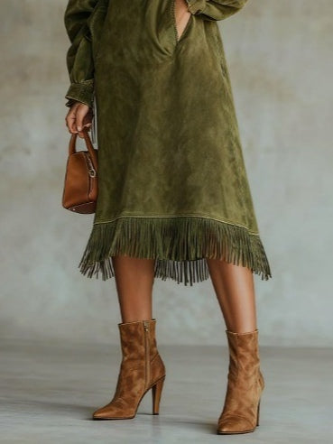 Fringe Dress | Soft Suede Material | Eye-Catching Design | Perfect for Parties and Events