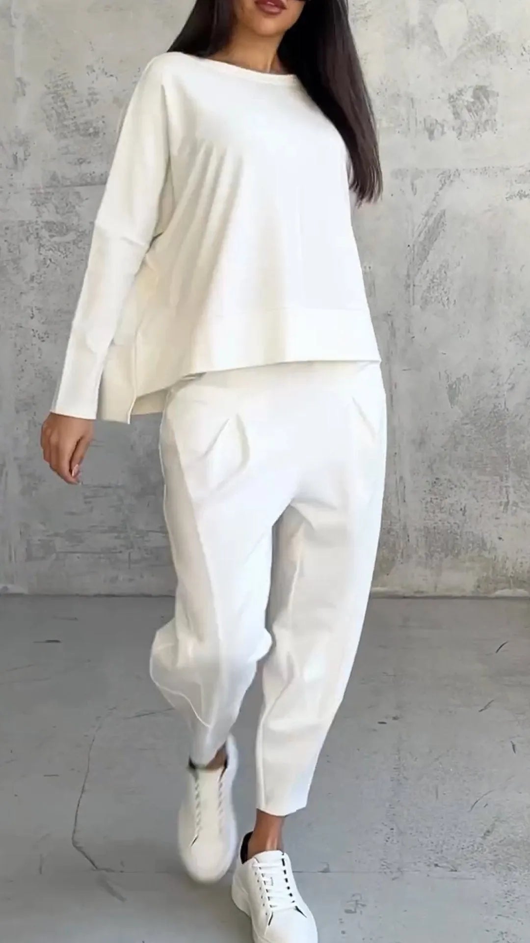 Alessandra | Women's Casual Long Sleeve Top and Harem Pants Set | Two-Piece