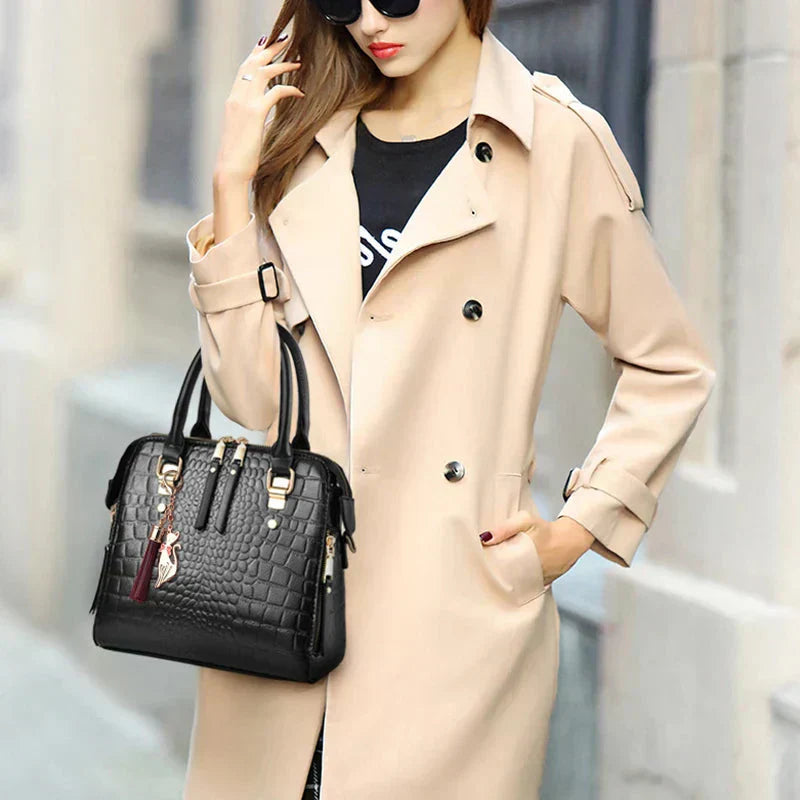 Crocodile-Embossed Leather Bag | Elegant Design | Perfect for Everyday Use | Durable and Chic